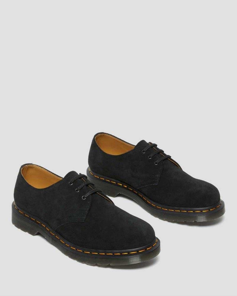 Black DR Martens 1461 Suede Oxford Shoes | 1420PEALR