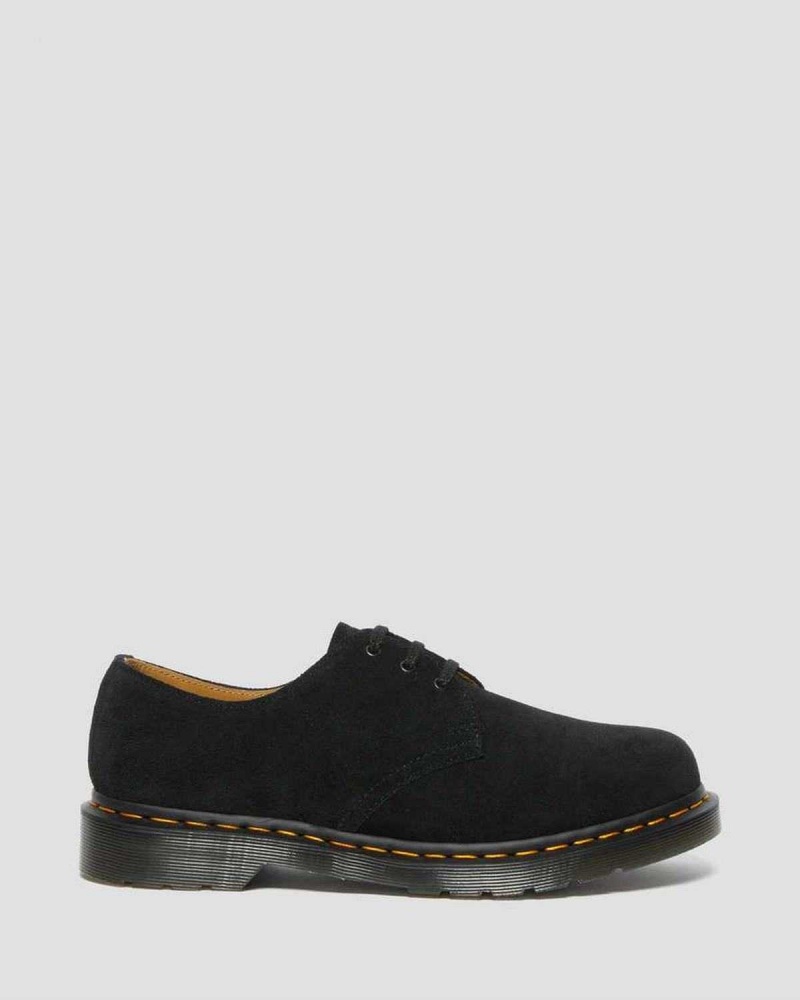 Black DR Martens 1461 Suede Oxford Shoes | 1420PEALR