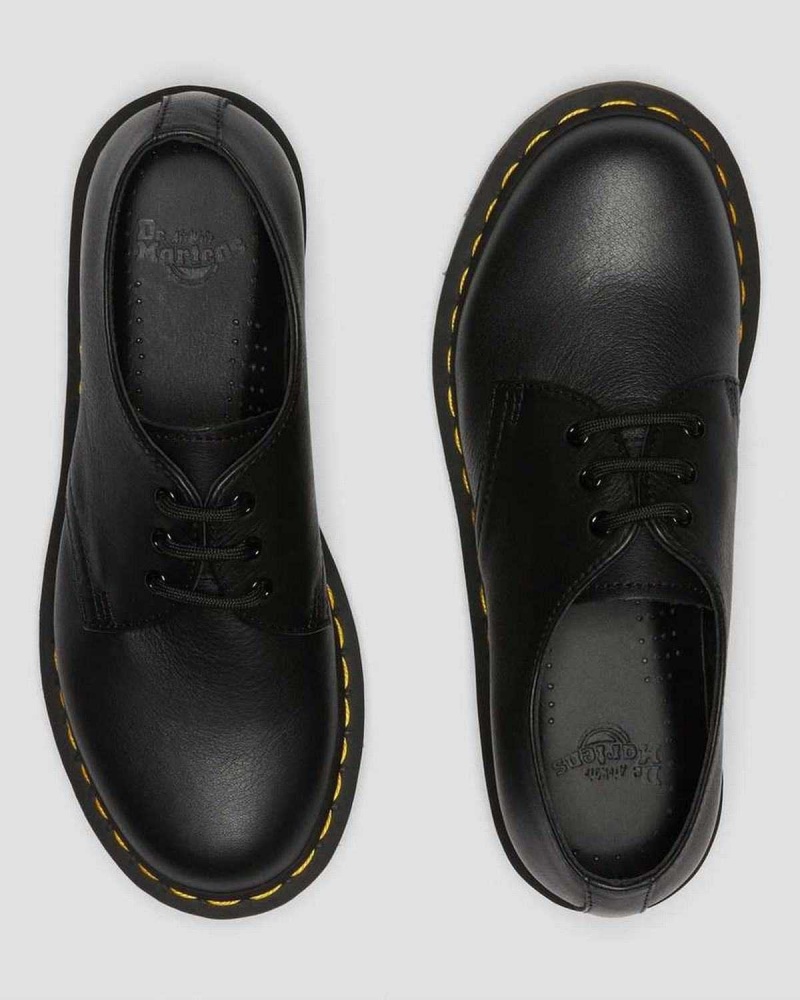 Black DR Martens 1461 Virginia Leather Oxford Shoes | 1782QWGOE