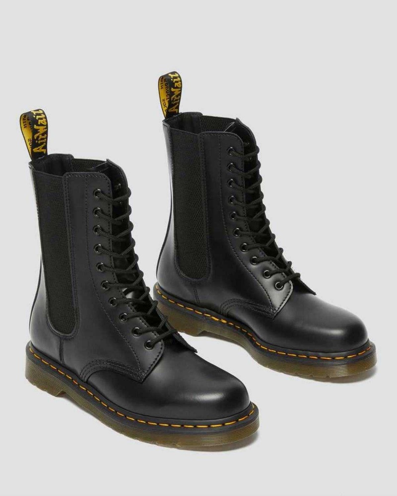 Black DR Martens 1490 Harper Leather Lace Up Boots | 4068TJIVR