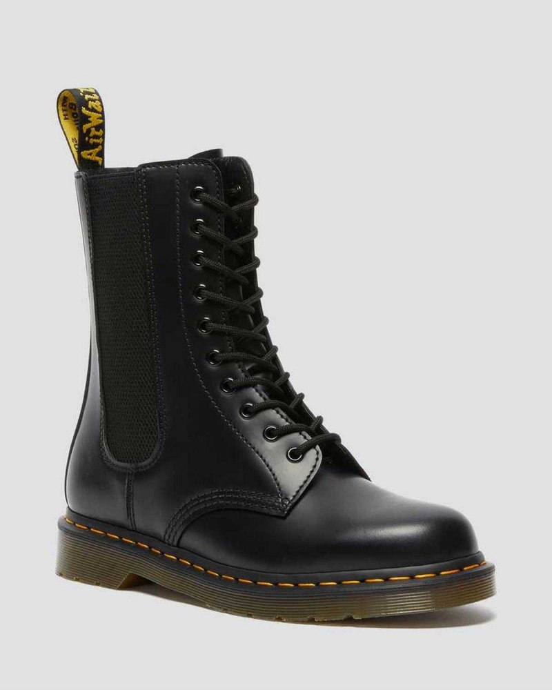 Black DR Martens 1490 Harper Leather Lace Up Boots | 4068TJIVR