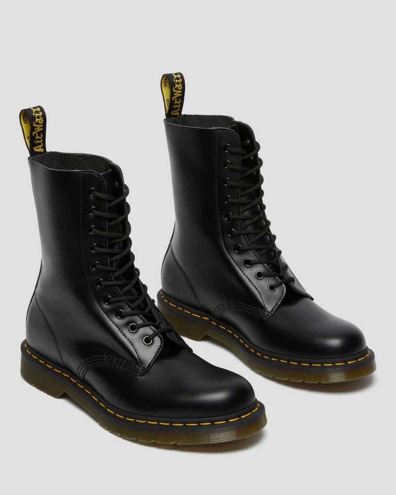 Black DR Martens 1490 Smooth Leather Mid Calf Boots | 7368DRAXK