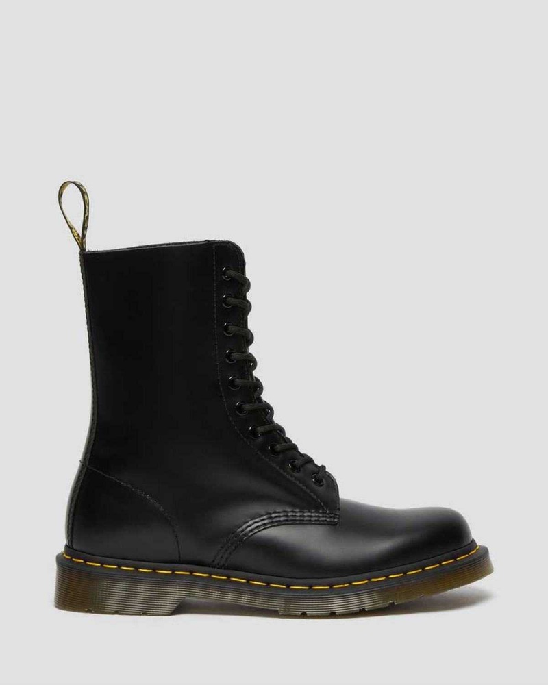 Black DR Martens 1490 Smooth Leather Mid Calf Boots | 7368DRAXK