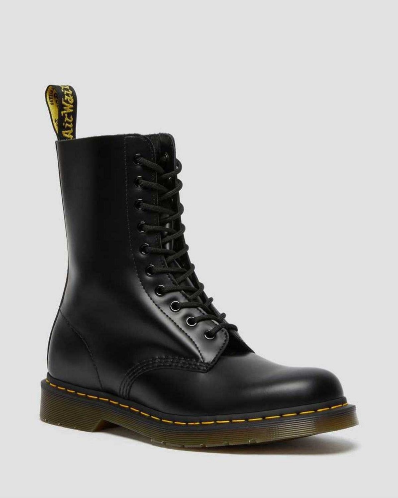 Black DR Martens 1490 Smooth Leather Mid Calf Boots | 7368DRAXK