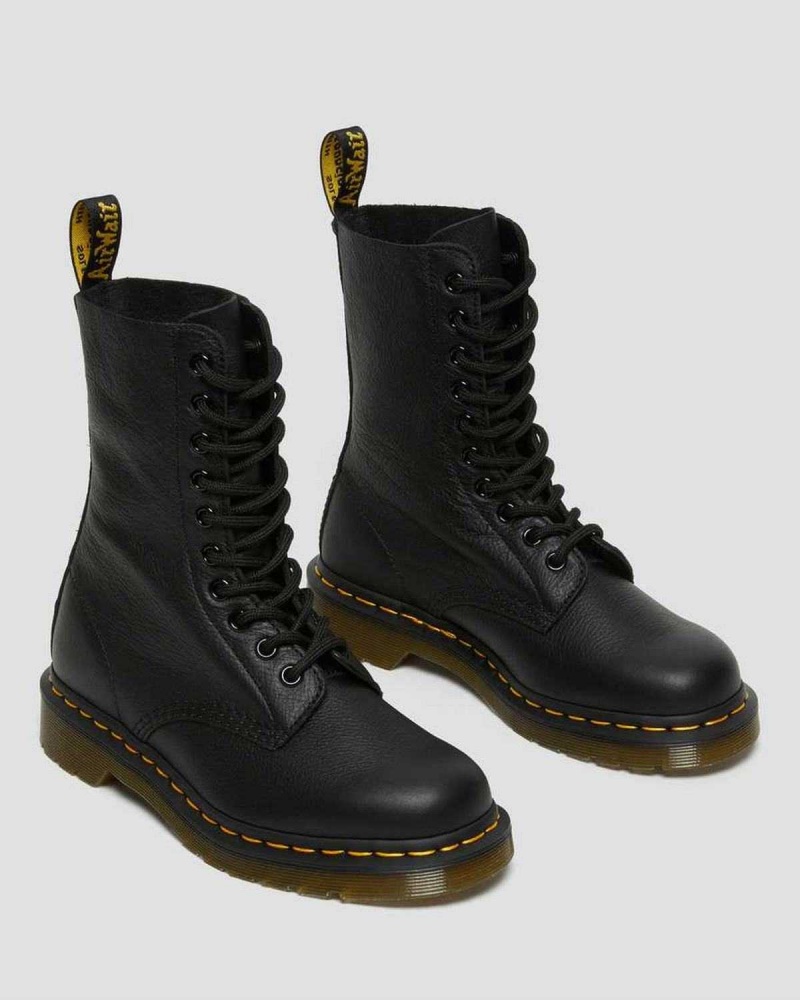 Black DR Martens 1490 Virginia Leather Mid Calf Boots | 2310MFPYX