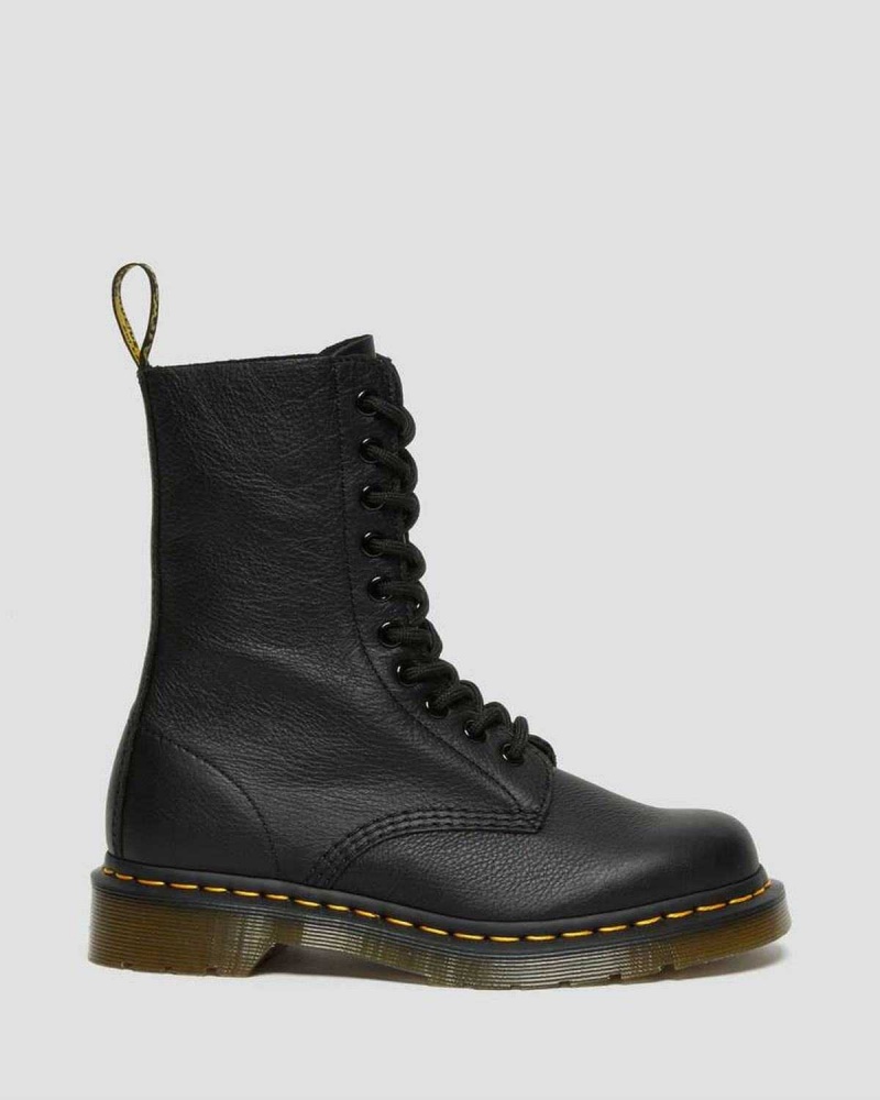 Black DR Martens 1490 Virginia Leather Mid Calf Boots | 2310MFPYX