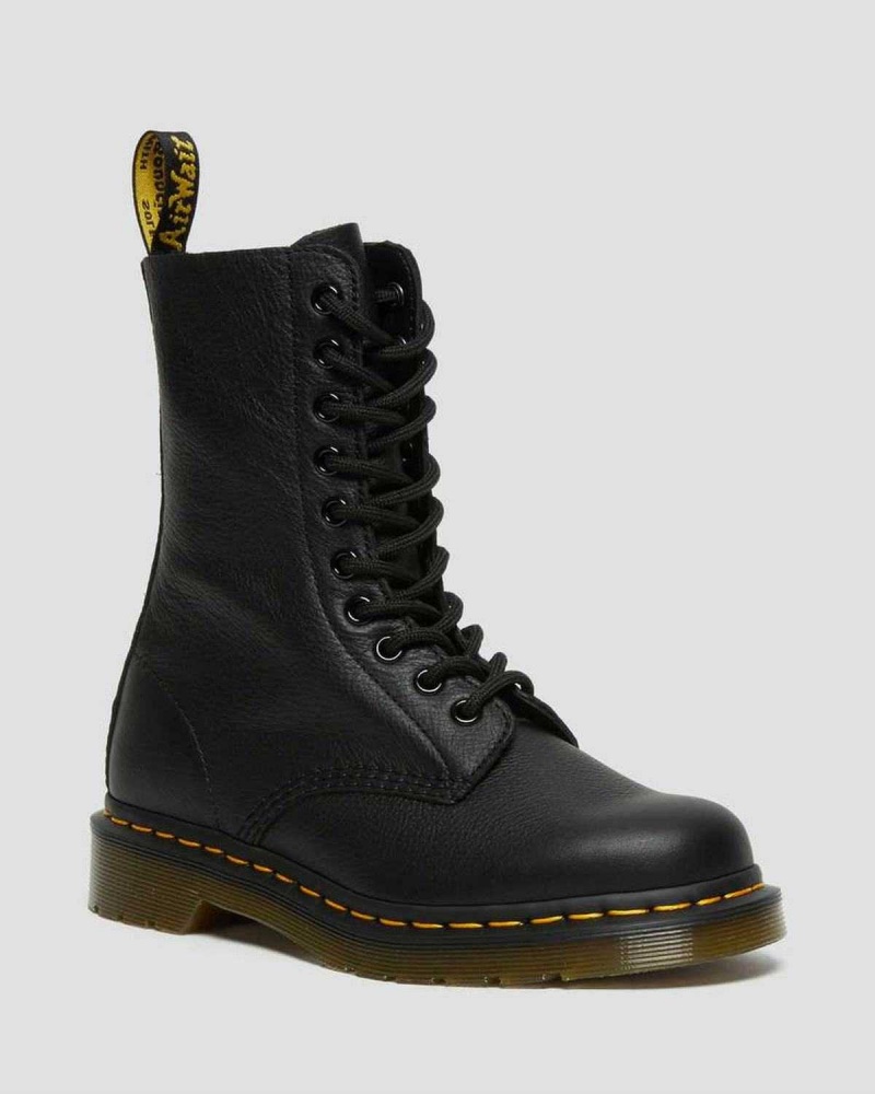 Black DR Martens 1490 Virginia Leather Mid Calf Boots | 2310MFPYX