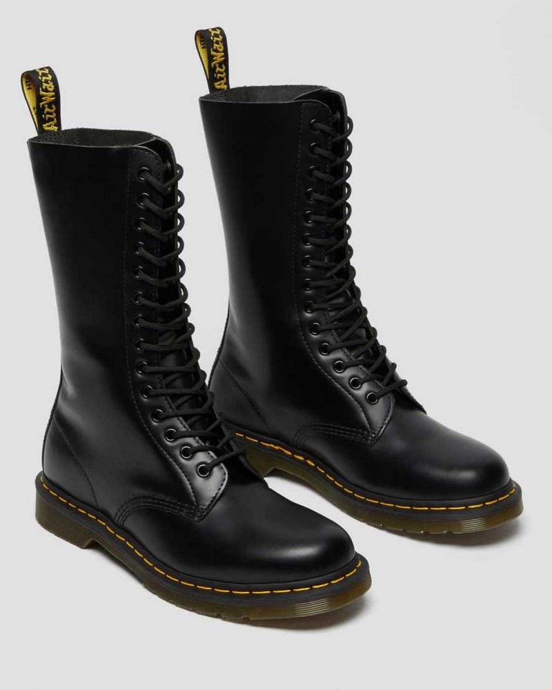 Black DR Martens 1914 Smooth Leather Tall Boots | 3267SABTE