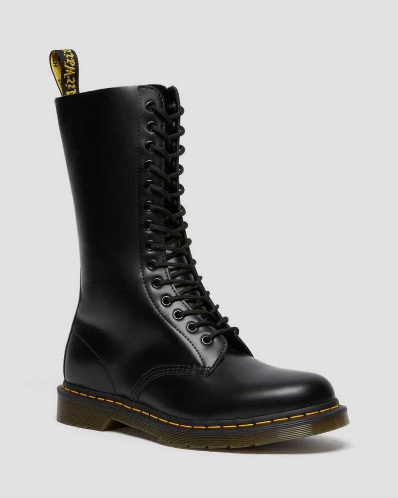 Black DR Martens 1914 Smooth Leather Tall Boots | 3267SABTE