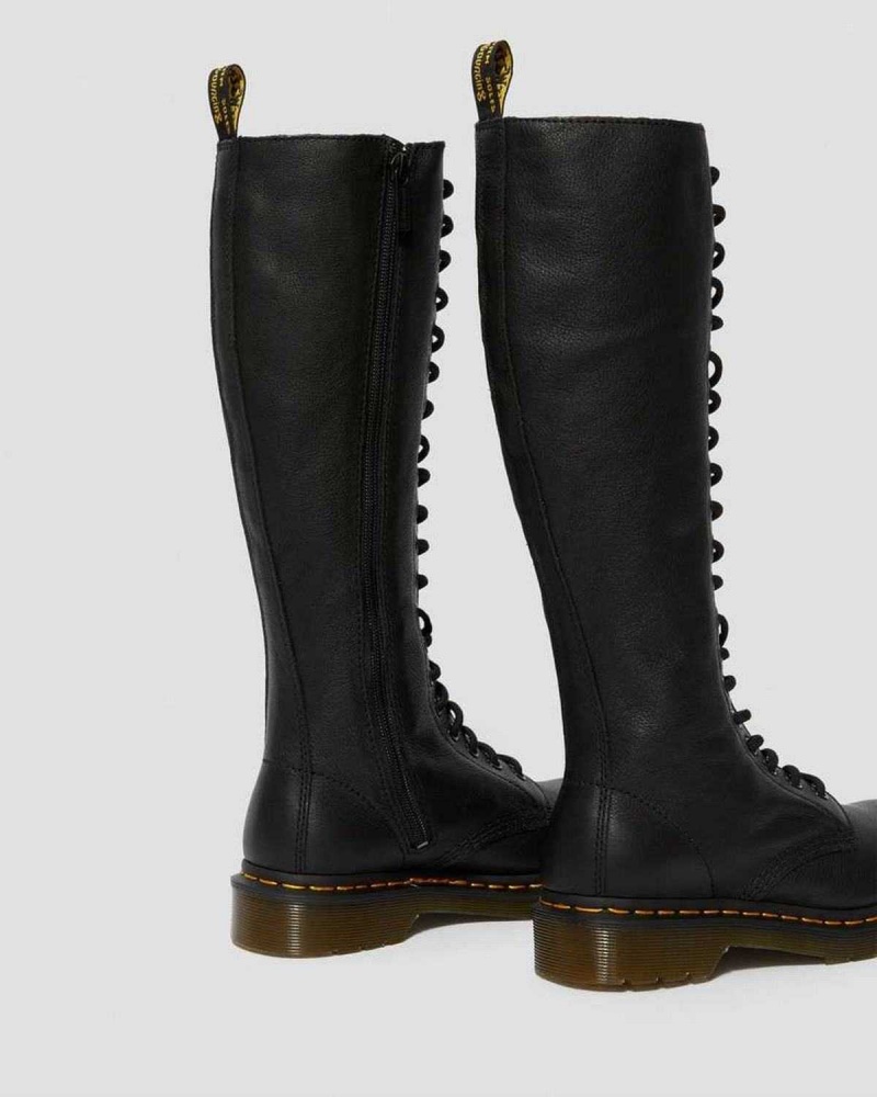 Black DR Martens 1B60 Virginia Leather Knee High Boots | 4207VNDKP