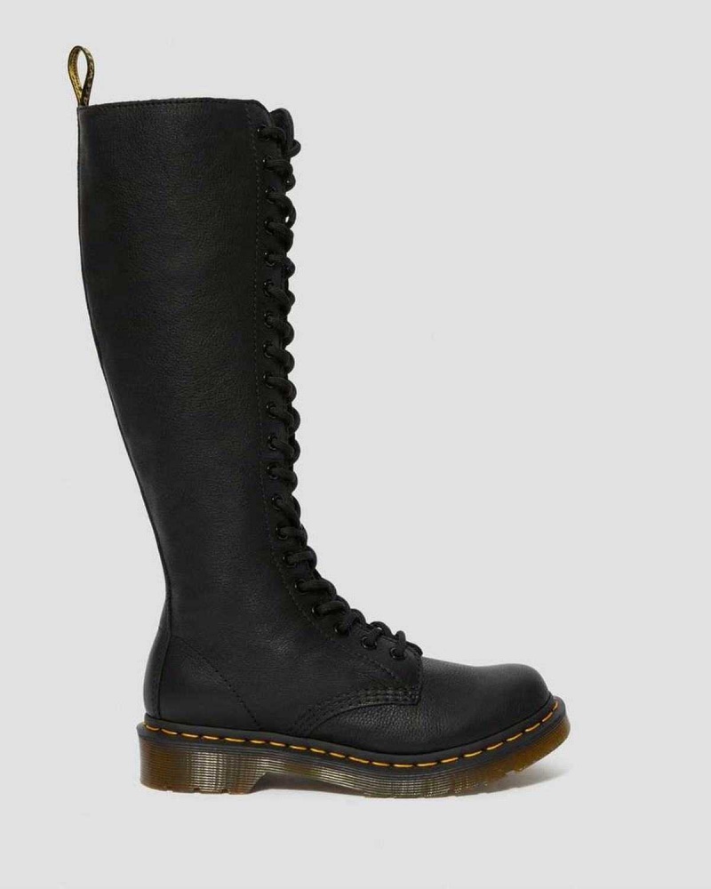 Black DR Martens 1B60 Virginia Leather Knee High Boots | 4207VNDKP