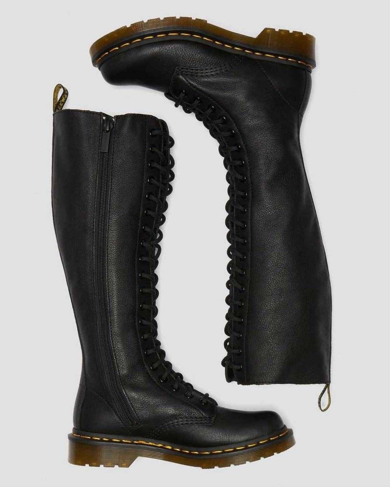 Black DR Martens 1B60 Virginia Leather Knee High Boots | 4207VNDKP