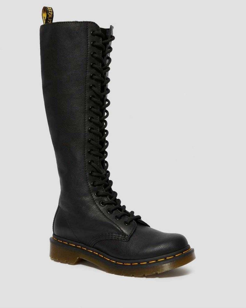 Black DR Martens 1B60 Virginia Leather Knee High Boots | 4207VNDKP