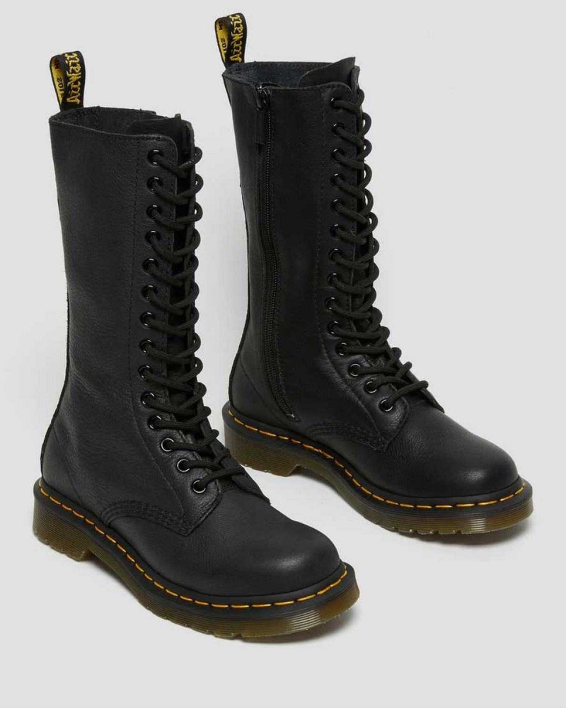 Black DR Martens 1B99 Virginia Leather Mid Calf Boots | 5694CPKJF