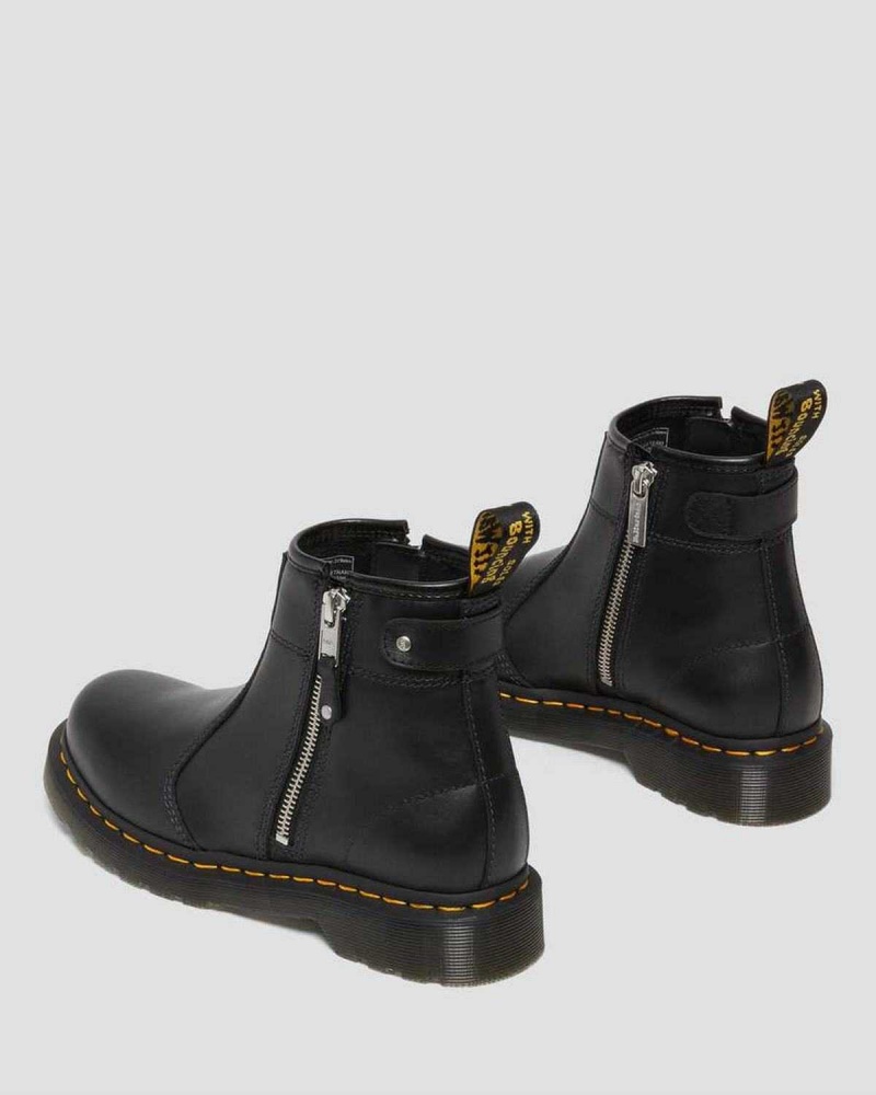 Black DR Martens 2976 Double Zip Leather Chelsea Boots | 0871UEQLV