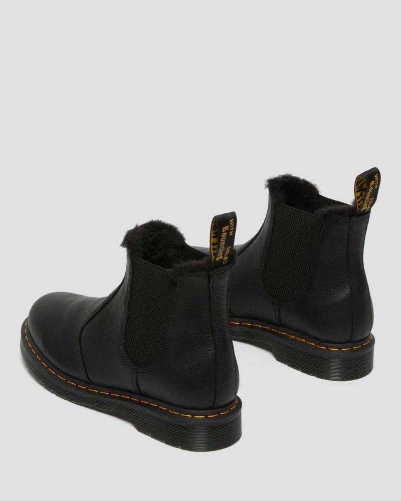 Black DR Martens 2976 Faux Fur Lined Chelsea Boots | 3584HXICJ