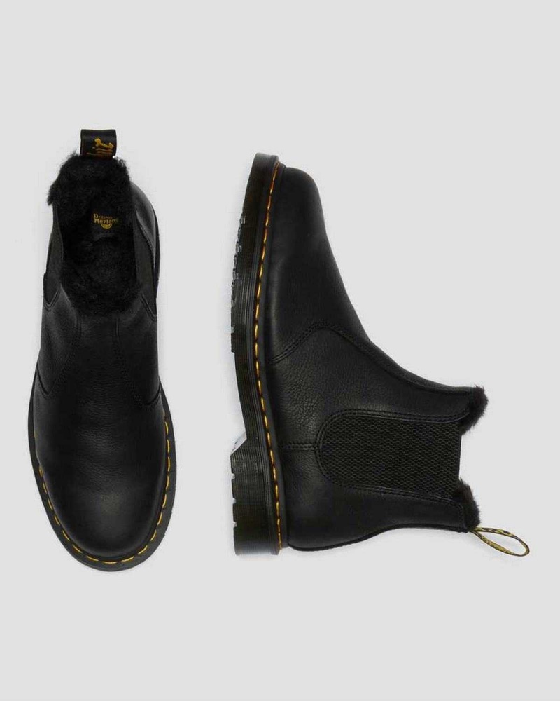 Black DR Martens 2976 Faux Fur Lined Chelsea Boots | 3584HXICJ