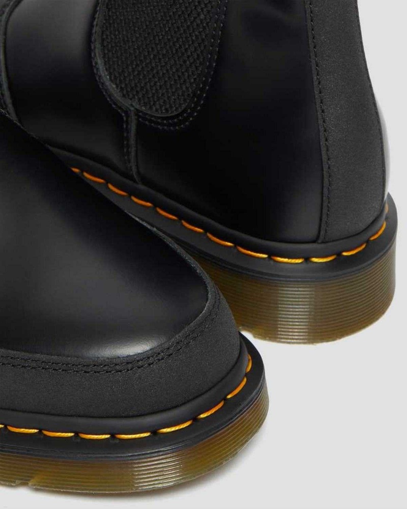 Black DR Martens 2976 Guard Panel Leather Chelsea Boots | 8641XHPVF