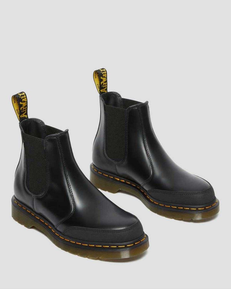 Black DR Martens 2976 Guard Panel Leather Chelsea Boots | 8641XHPVF