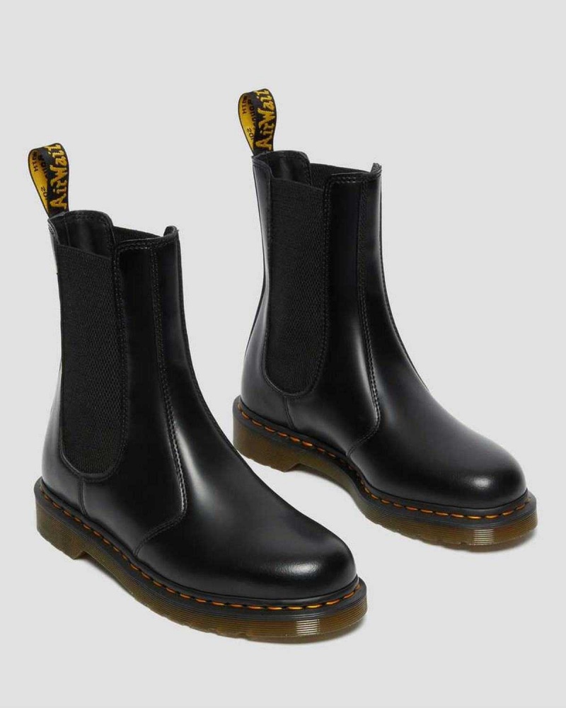 Black DR Martens 2976 Hi Smooth Leather Chelsea Boots | 2076XJEVI