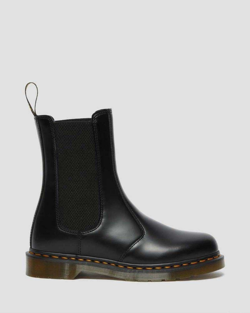 Black DR Martens 2976 Hi Smooth Leather Chelsea Boots | 2076XJEVI