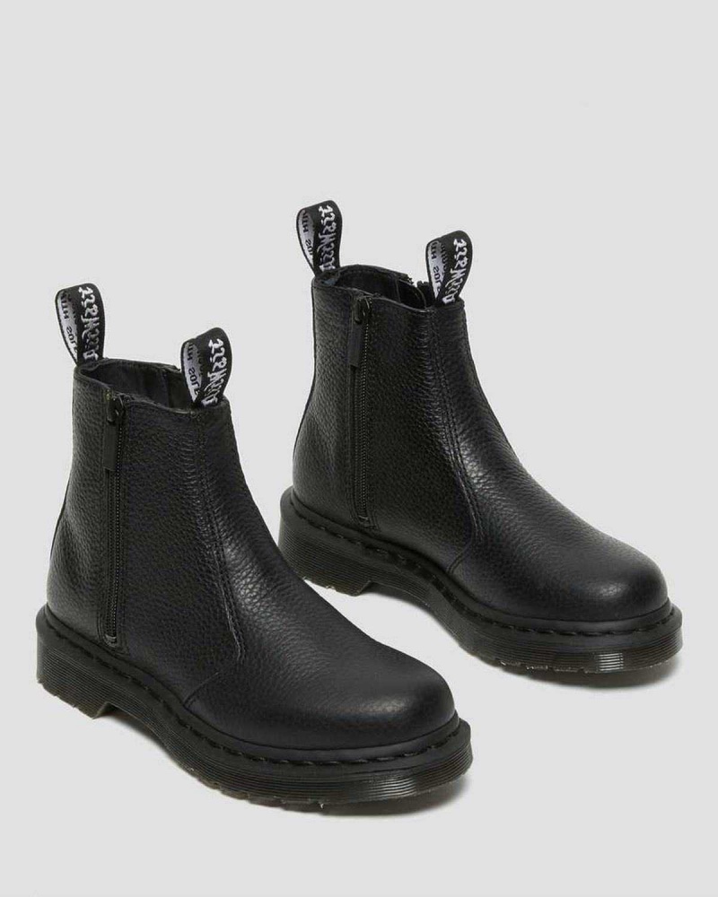 Black DR Martens 2976 Leather Zipper Chelsea Boots | 9712ZFVRS