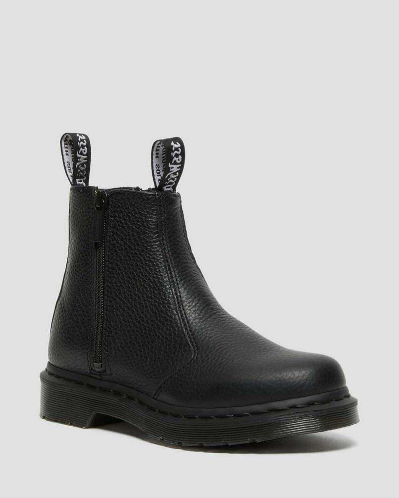 Black DR Martens 2976 Leather Zipper Chelsea Boots | 9712ZFVRS