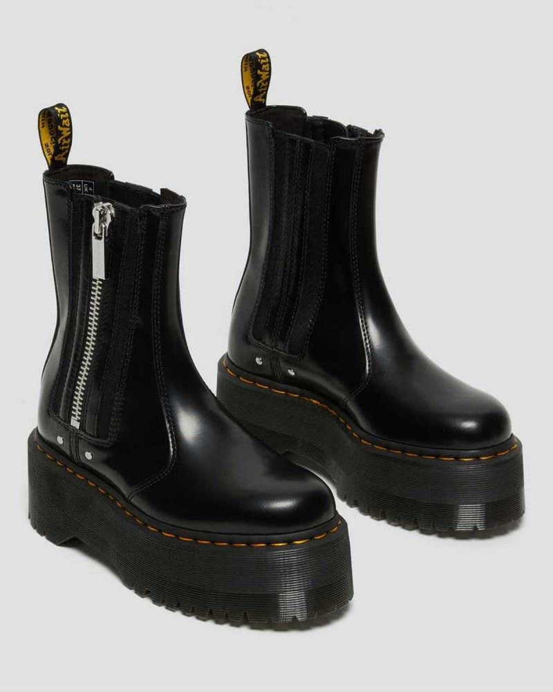 Black DR Martens 2976 Max Leather Platform Chelsea Boots | 6318OELDF