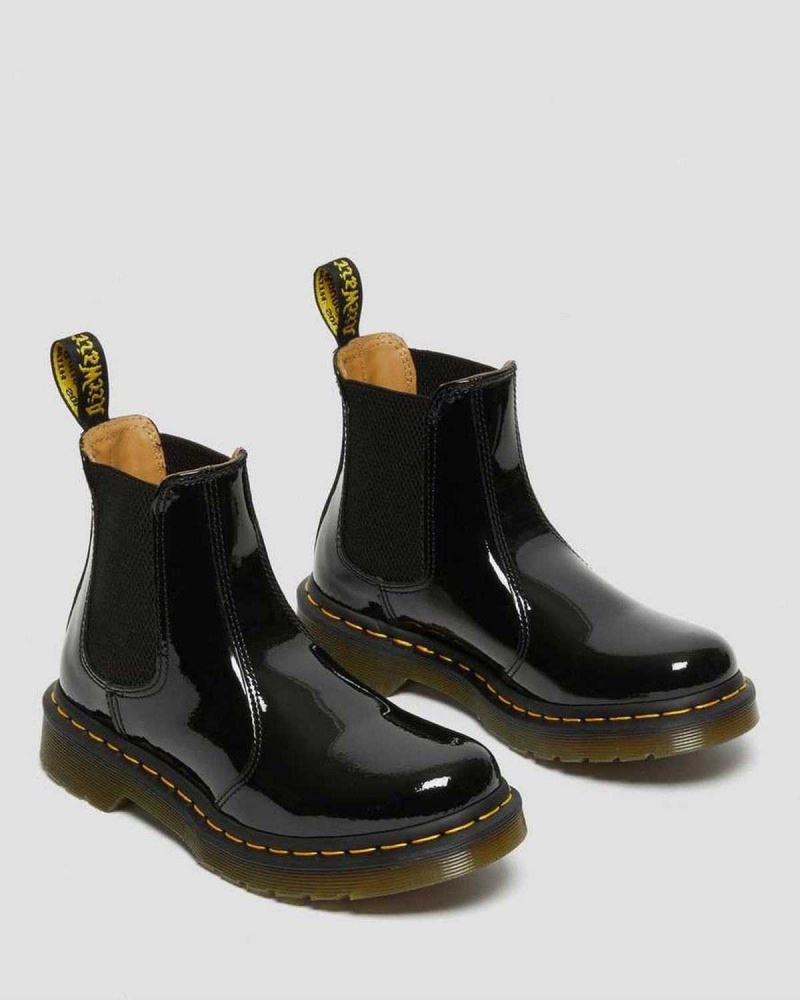 Black DR Martens 2976 Patent Leather Chelsea Boots | 3615USJOX