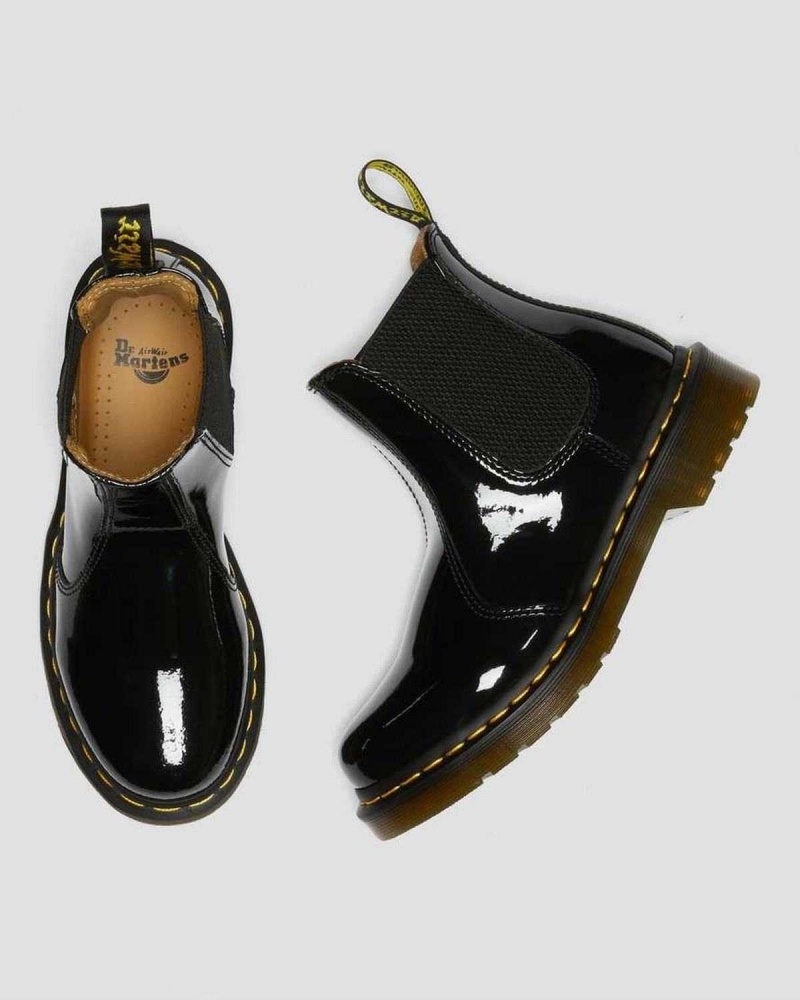 Black DR Martens 2976 Patent Leather Chelsea Boots | 3615USJOX