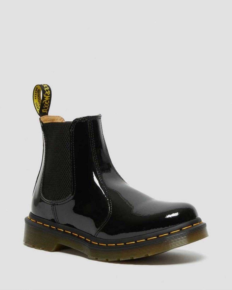 Black DR Martens 2976 Patent Leather Chelsea Boots | 3615USJOX