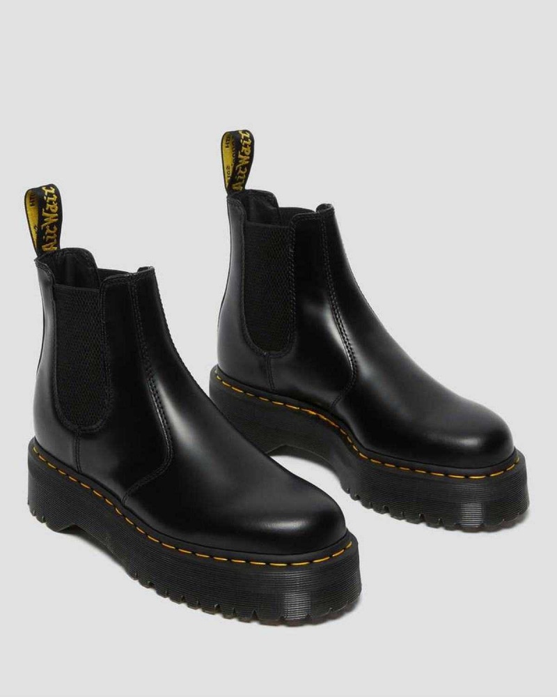 Black DR Martens 2976 Smooth Leather Platform Chelsea Boots | 5984VBCNS