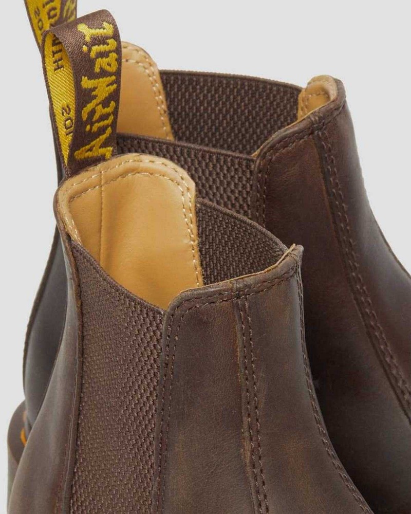 Black DR Martens 2976 Yellow Stitch Crazy Horse Leather Chelsea Boots | 7542FLGCZ