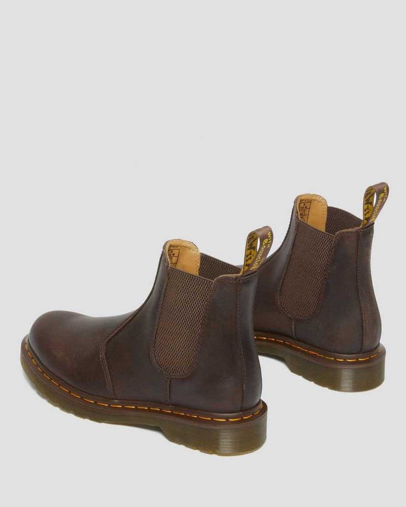 Black DR Martens 2976 Yellow Stitch Crazy Horse Leather Chelsea Boots | 7542FLGCZ