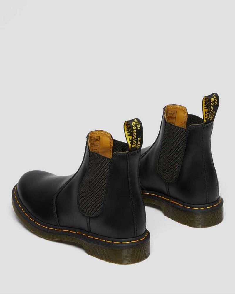 Black DR Martens 2976 Yellow Stitch Smooth Leather Chelsea Boots | 2510AIDPY