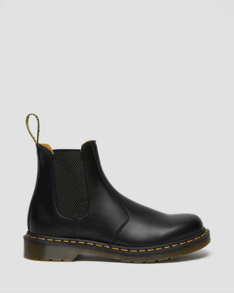 Black DR Martens 2976 Yellow Stitch Smooth Leather Chelsea Boots | 2510AIDPY