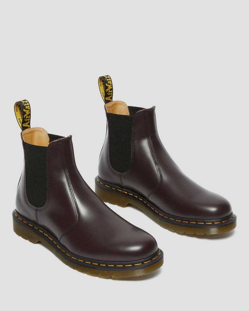 Black DR Martens 2976 Yellow Stitch Smooth Leather Chelsea Boots | 9084KOIYF