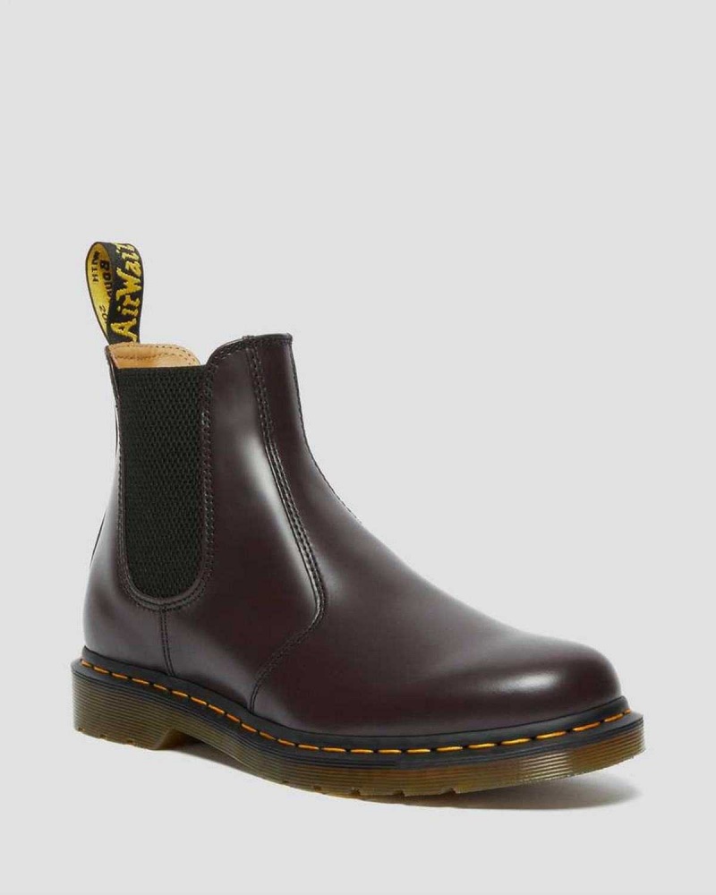 Black DR Martens 2976 Yellow Stitch Smooth Leather Chelsea Boots | 9084KOIYF