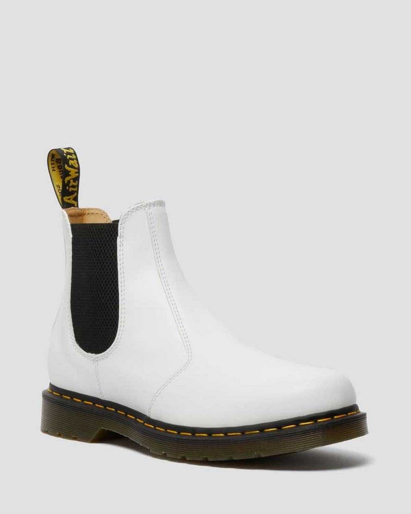 Black DR Martens 2976 Yellow Stitch Smooth Leather Chelsea Boots | 5710BXSHE