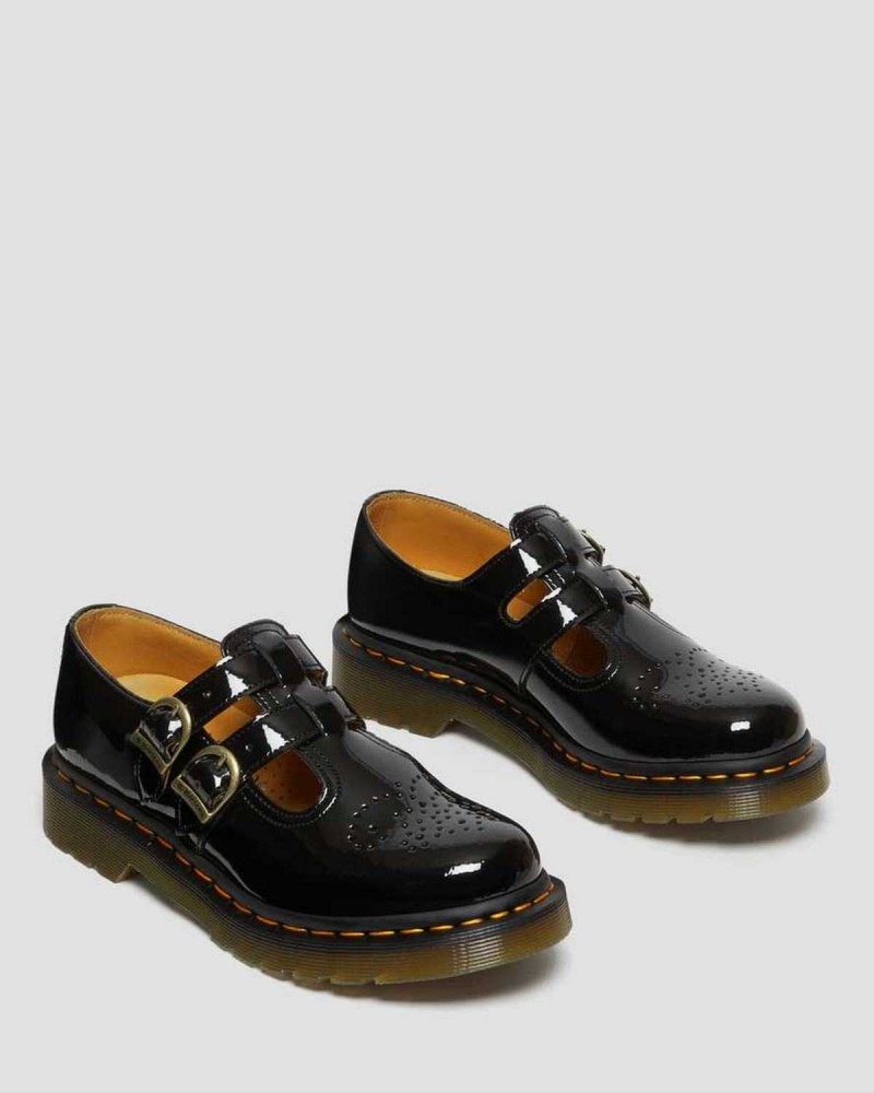 Black DR Martens 8065 Patent Leather Mary Jane Shoes | 5938IKYXE