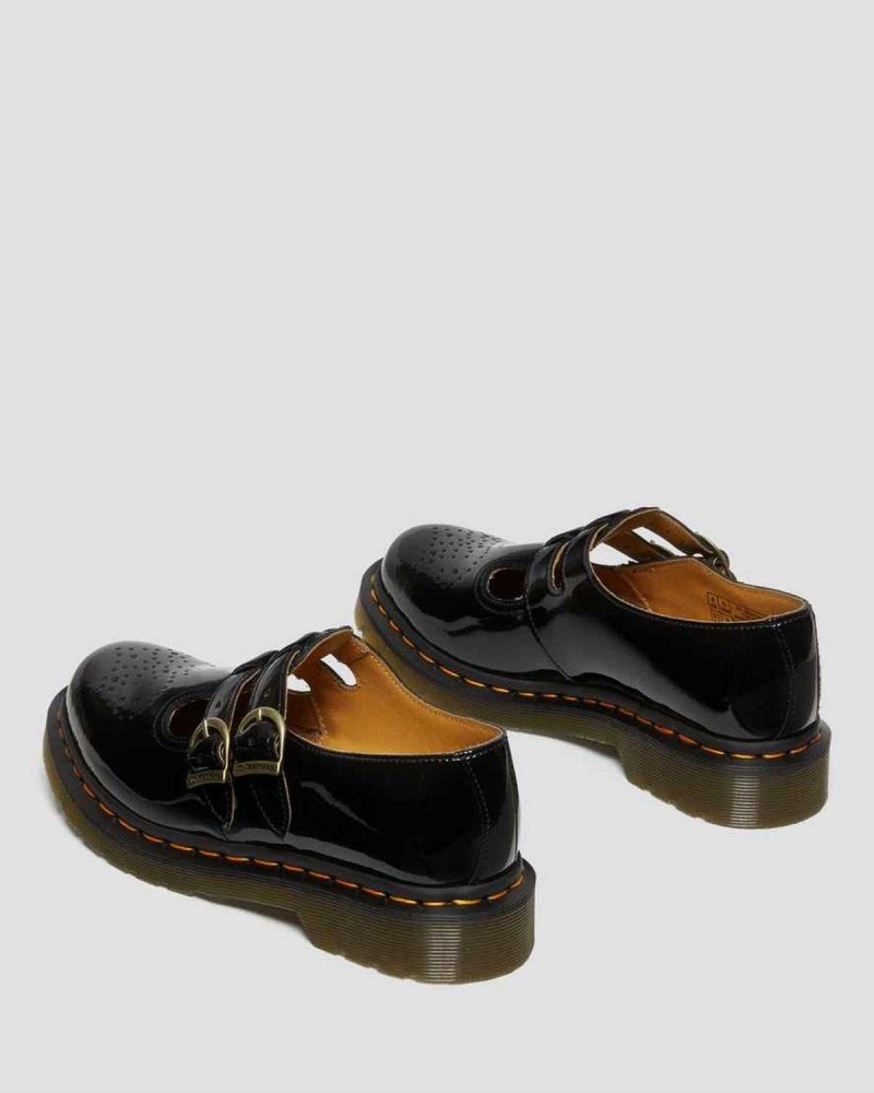 Black DR Martens 8065 Patent Leather Mary Jane Shoes | 5938IKYXE