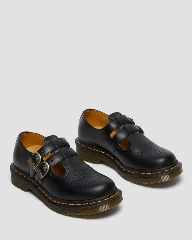 Black DR Martens 8065 Smooth Leather Mary Jane Shoes | 9156MANGK