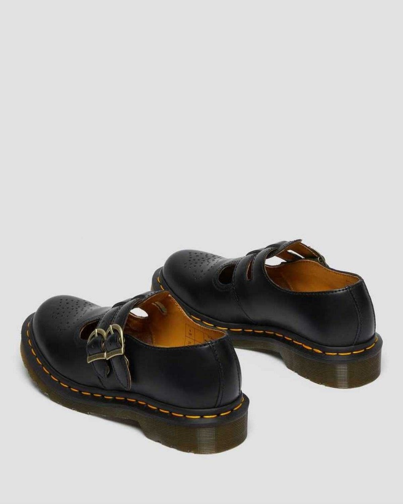 Black DR Martens 8065 Smooth Leather Mary Jane Shoes | 9156MANGK