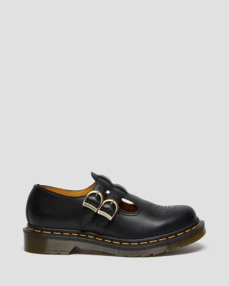 Black DR Martens 8065 Smooth Leather Mary Jane Shoes | 9156MANGK