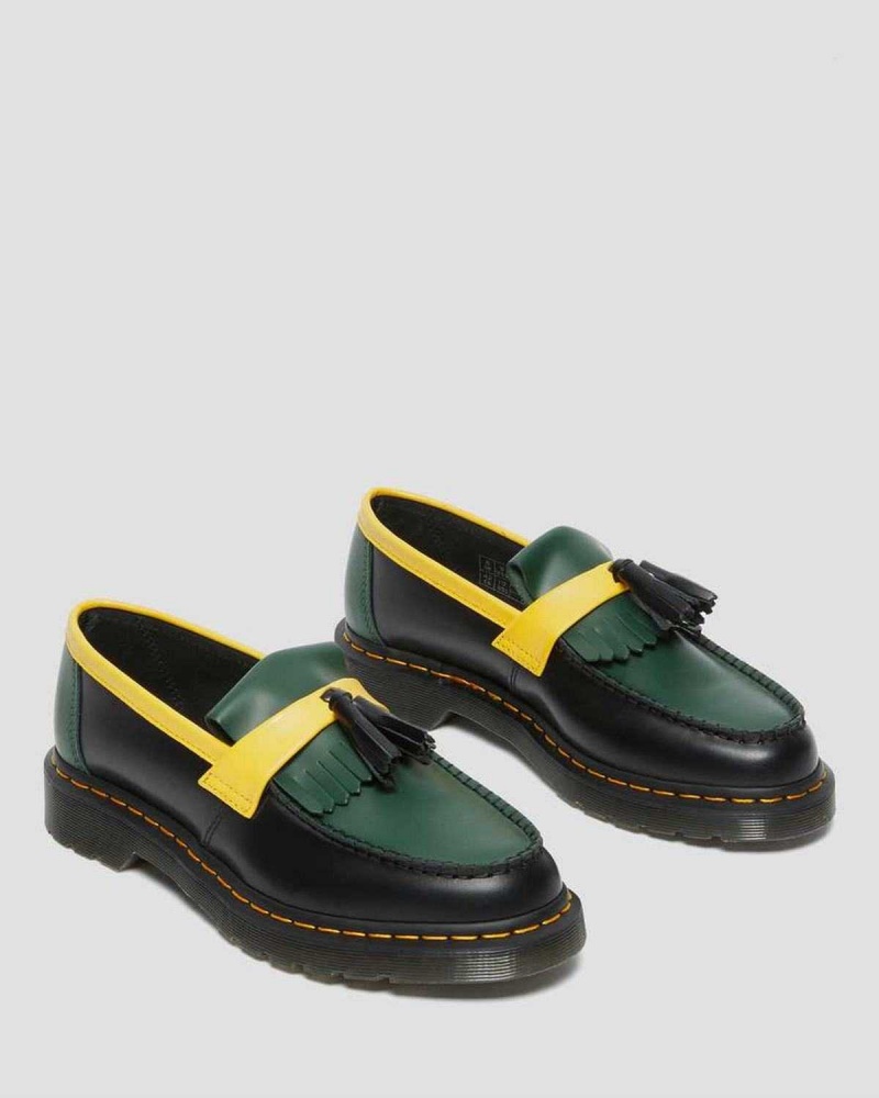 Black DR Martens Adrian Contrast Smooth Leather Tassle Loafers | 1270RXTUC