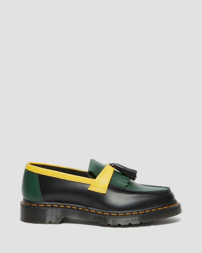 Black DR Martens Adrian Contrast Smooth Leather Tassle Loafers | 1270RXTUC