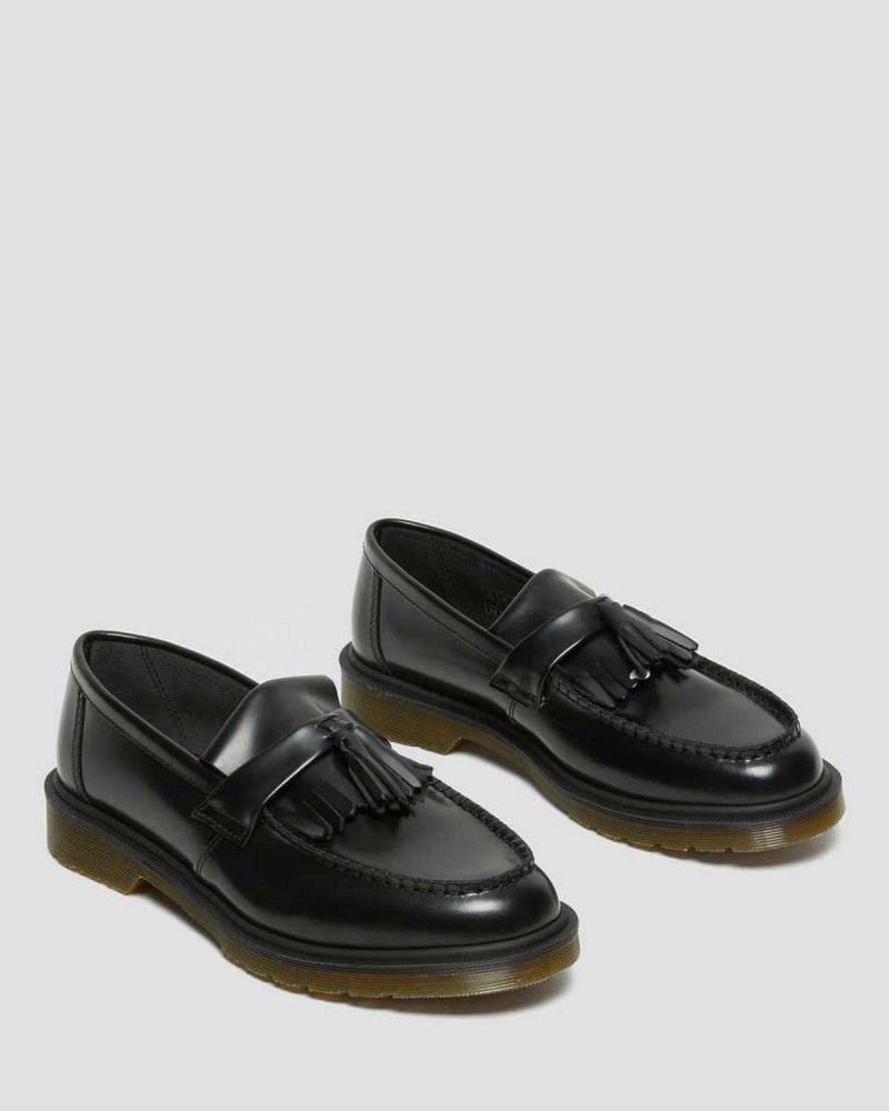 Black DR Martens Adrian Smooth Leather Tassle Loafers | 5236EYDBH