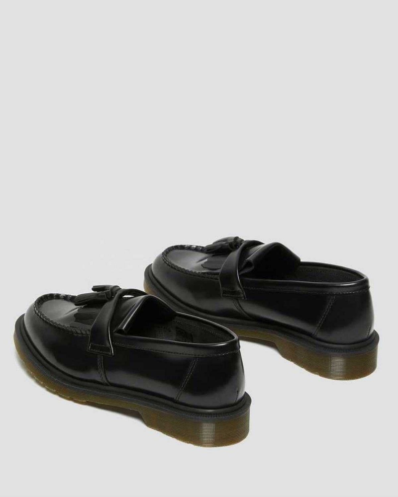 Black DR Martens Adrian Smooth Leather Tassle Loafers | 5236EYDBH