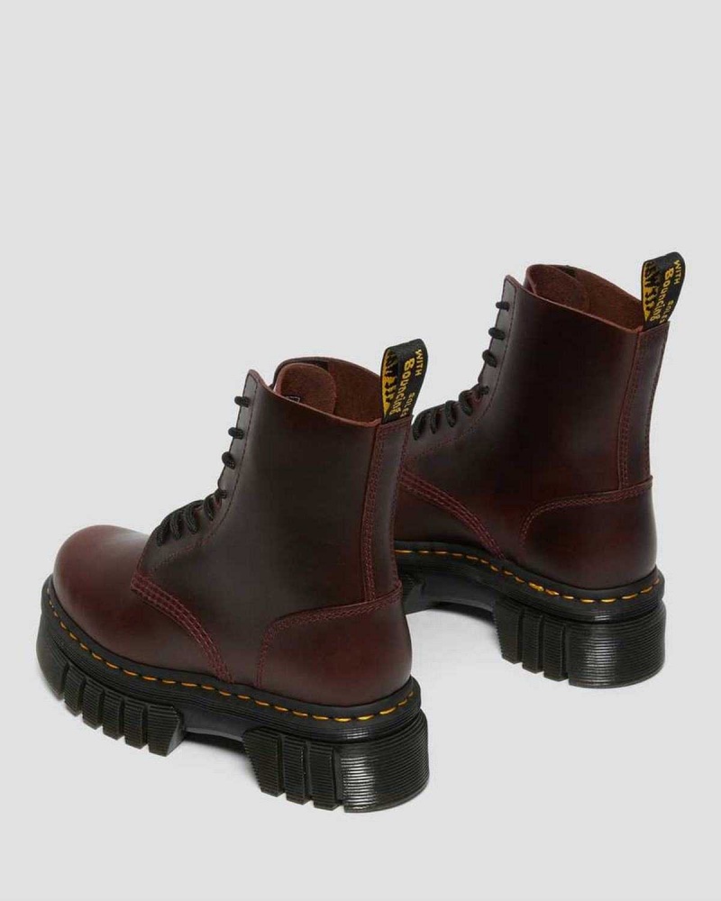 Black DR Martens Audrick Brando Leather Platform Lace Up Boots | 6014YOLWS