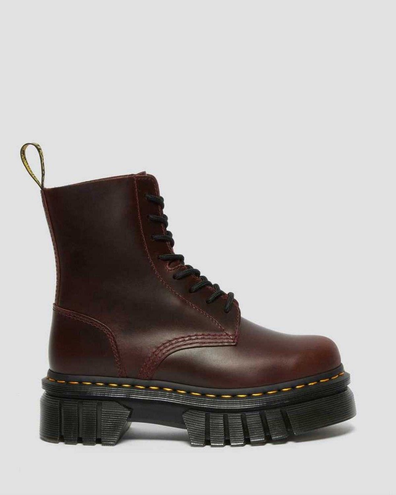 Black DR Martens Audrick Brando Leather Platform Lace Up Boots | 6014YOLWS